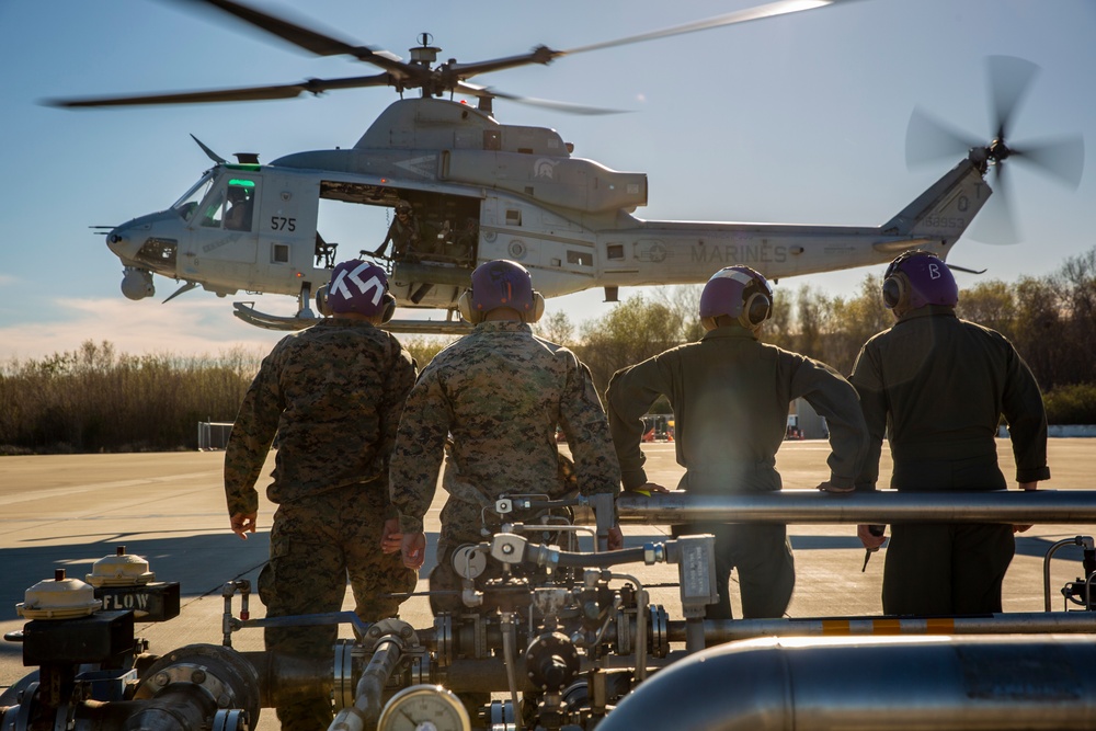 Pit crew. Bulk fuel specialists conduct refueling operations on MCAS Camp Pendleton.