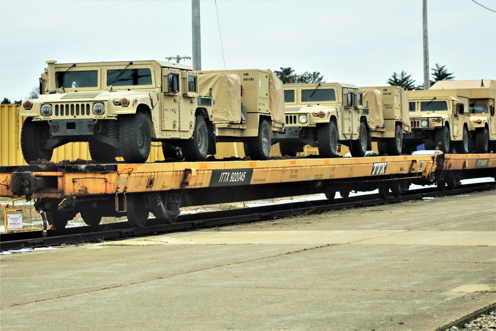 Engineer unit loads railcars for deployment at Fort McCoy