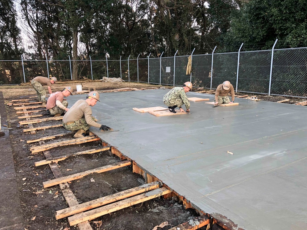 Seabees Pour Concrete For Pre-Engineered Building