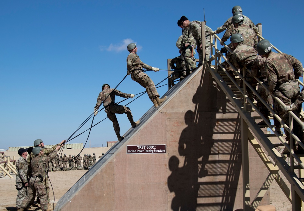 U.S. Service Members participate in Ground and Slant Wall Training