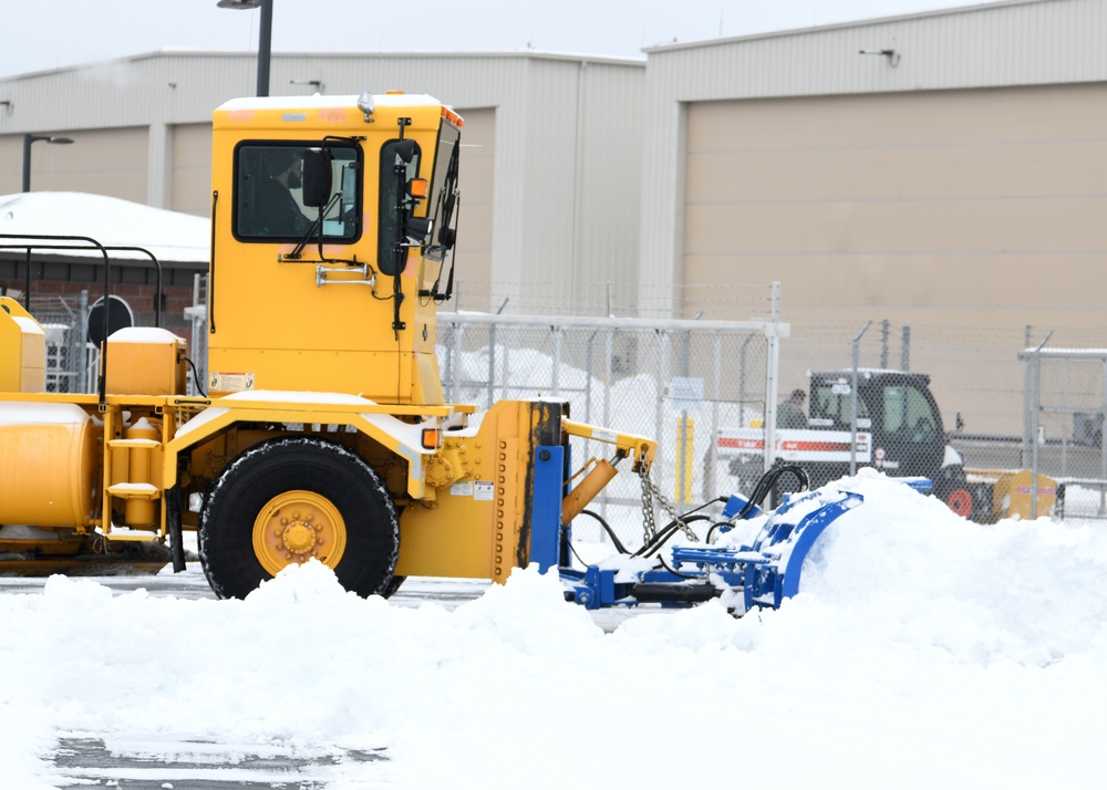 104th Civil Engineering Squadron clears snow after winter storm