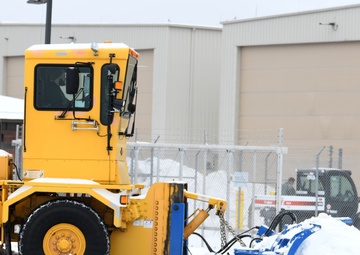 104th Civil Engineering Squadron clears snow after winter storm
