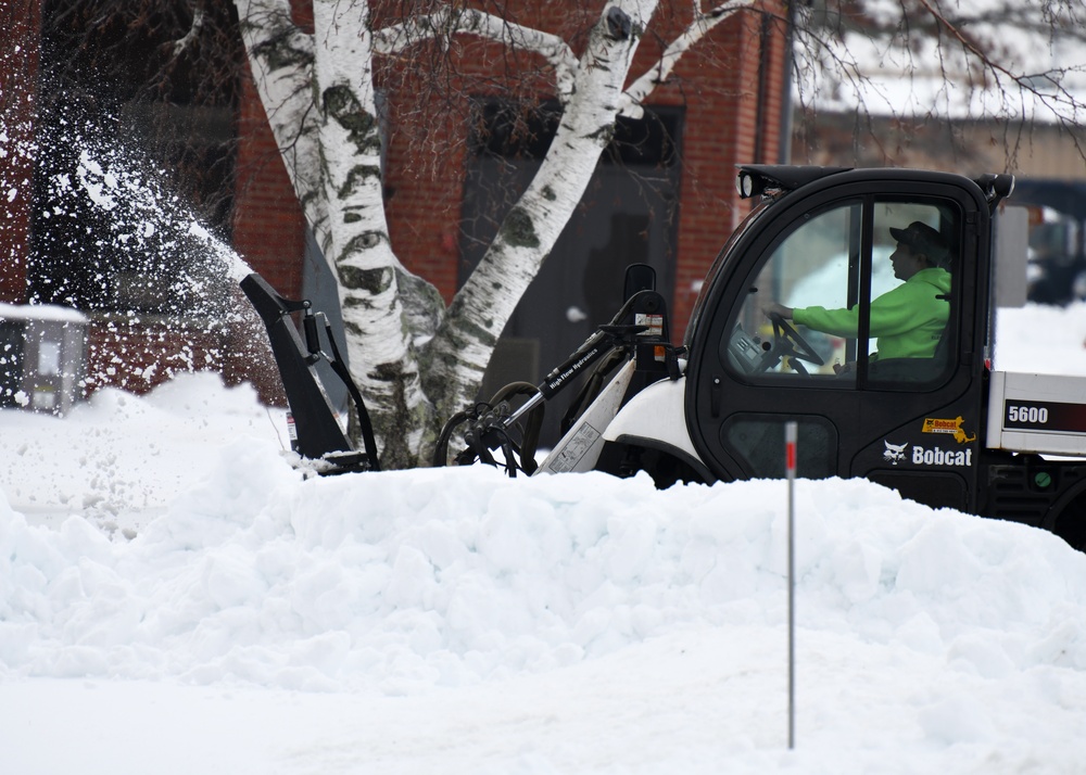 104th Civil Engineering Squadron clears snow after winter storm