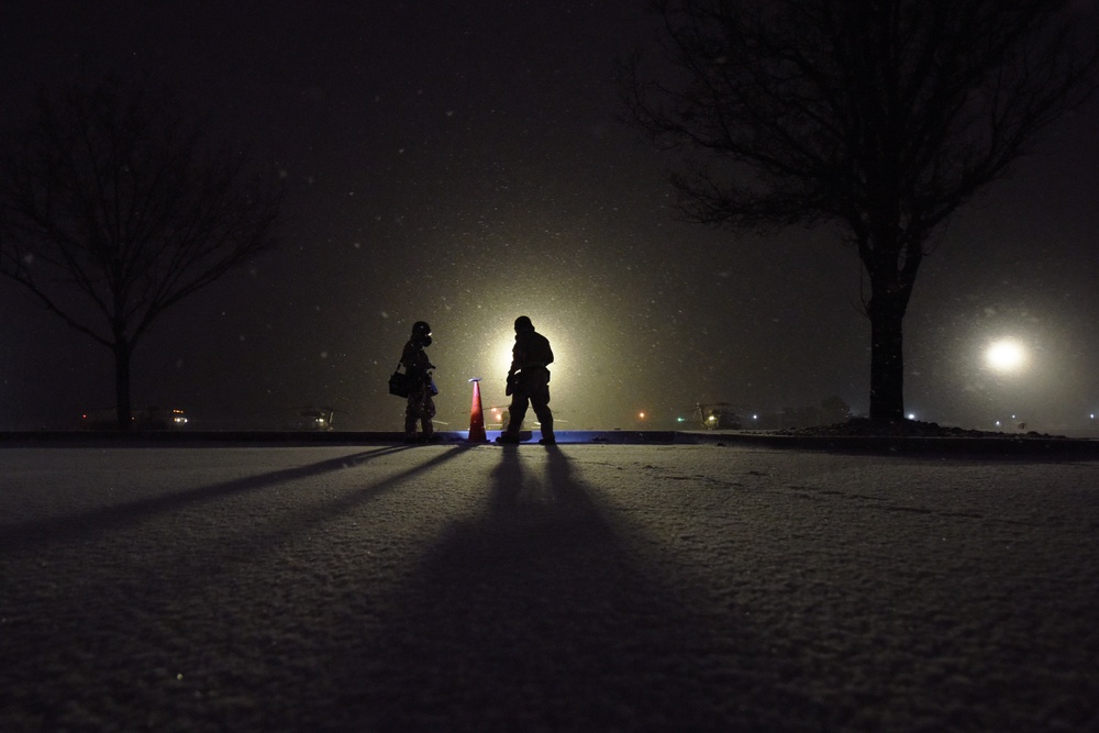 Always ready! Idaho Air Guard trains from the early morning, through the night.
