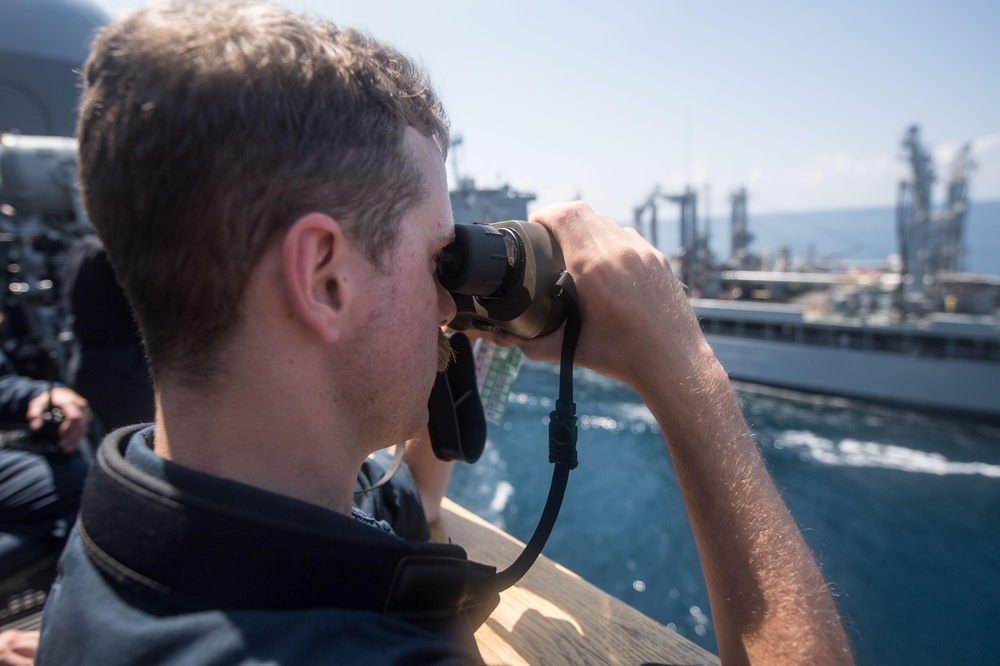 USS Mobile Bay conducts RAS
