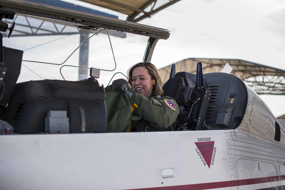 Chief Master Sergeant Juliet C. Gudgel in a T-6 Texan