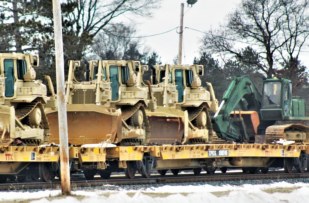 Engineer unit loads railcars for 2019 Operation Resolute Castle deployment at Fort McCoy