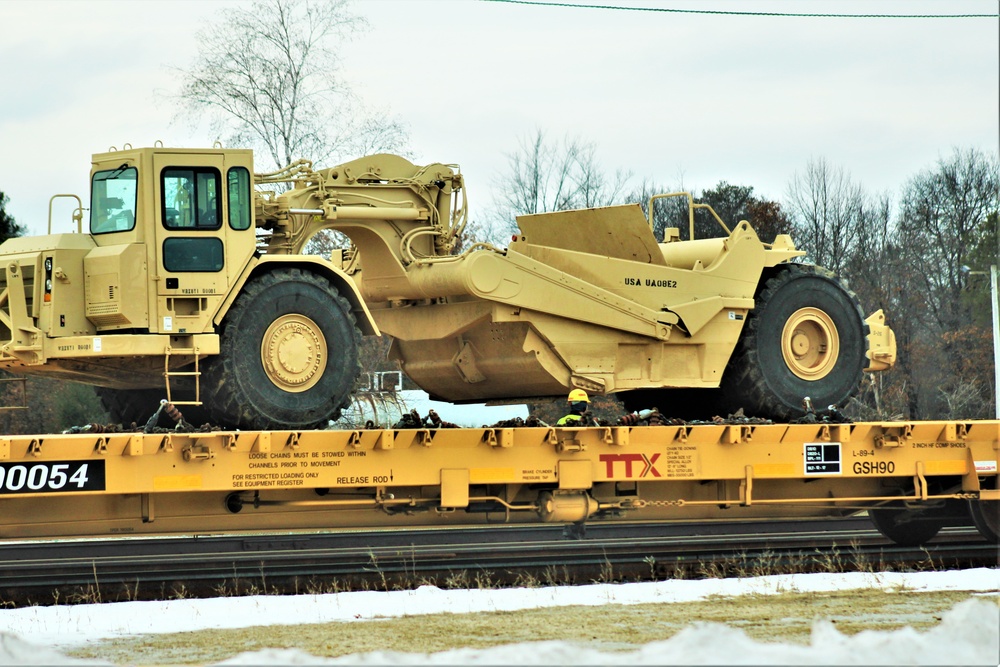 Engineer unit loads railcars for 2019 Operation Resolute Castle deployment at Fort McCoy