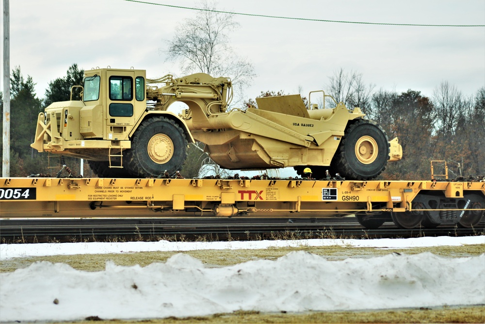 Engineer unit loads railcars for 2019 Operation Resolute Castle deployment at Fort McCoy