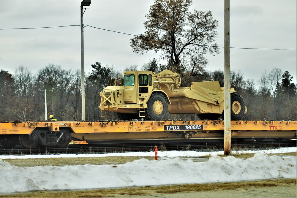 Engineer unit loads railcars for 2019 Operation Resolute Castle deployment at Fort McCoy