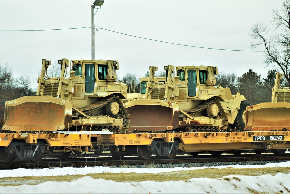 Engineer unit loads railcars for 2019 Operation Resolute Castle deployment at Fort McCoy