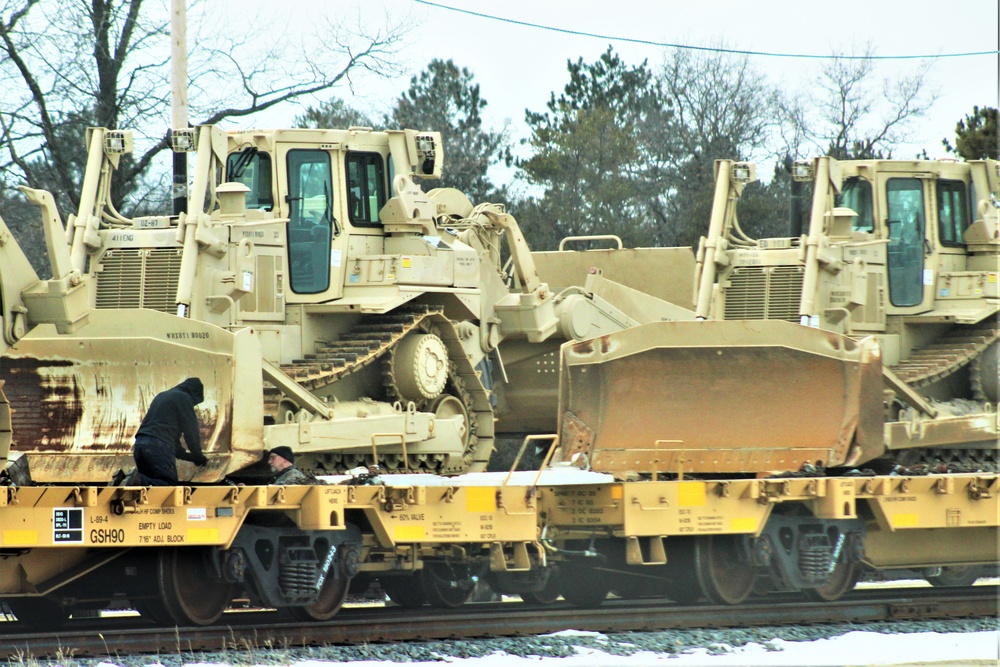 Engineer unit loads railcars for 2019 Operation Resolute Castle deployment at Fort McCoy