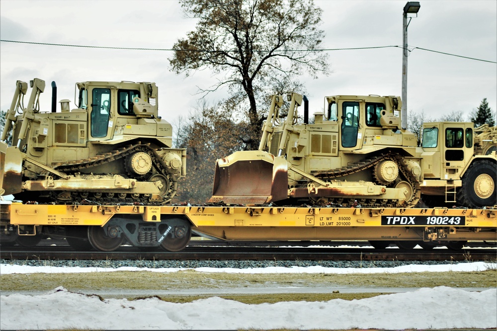 Engineer unit loads railcars for 2019 Operation Resolute Castle deployment at Fort McCoy