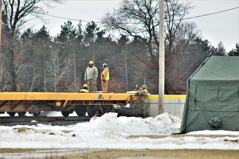 Engineer unit loads railcars for 2019 Operation Resolute Castle deployment at Fort McCoy