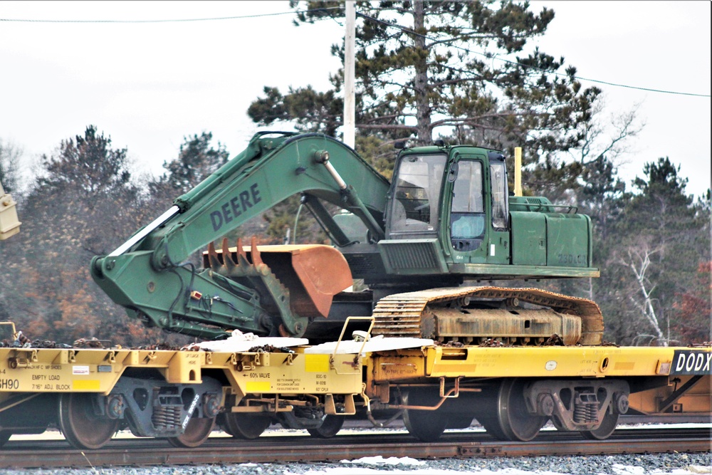 Engineer unit loads railcars for 2019 Operation Resolute Castle deployment at Fort McCoy