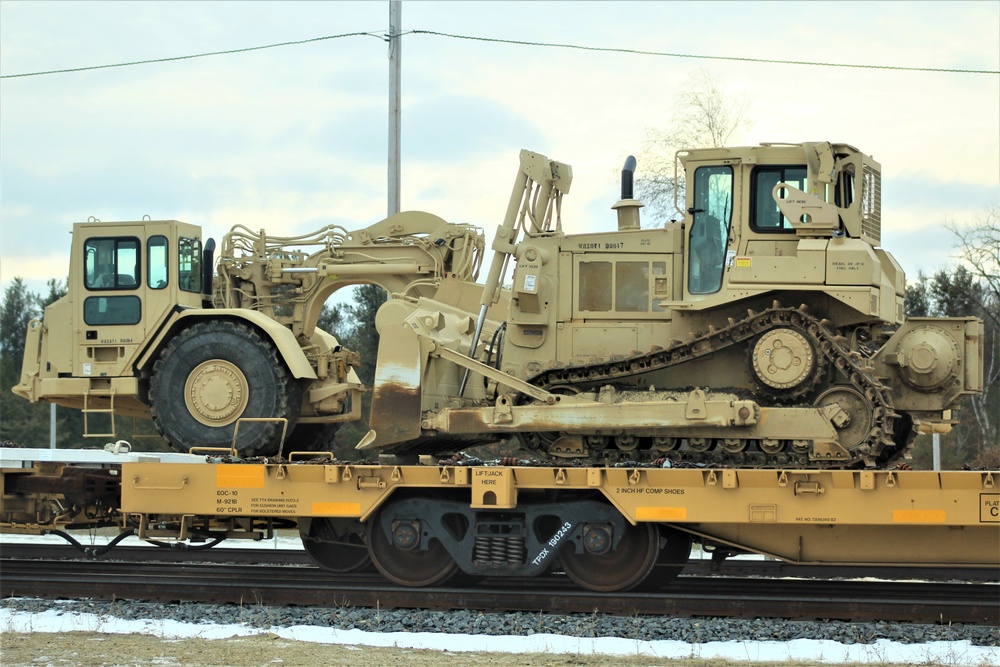 Engineer unit loads railcars for 2019 Operation Resolute Castle deployment at Fort McCoy