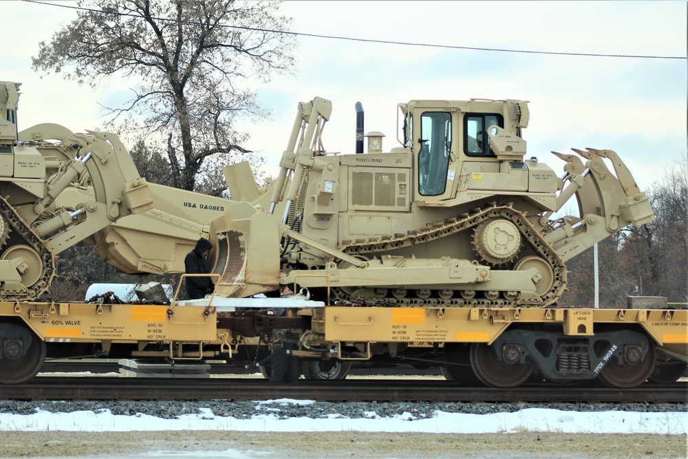 Engineer unit loads railcars for 2019 Operation Resolute Castle deployment at Fort McCoy