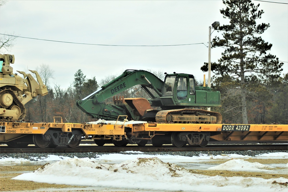 Engineer unit loads railcars for 2019 Operation Resolute Castle deployment at Fort McCoy