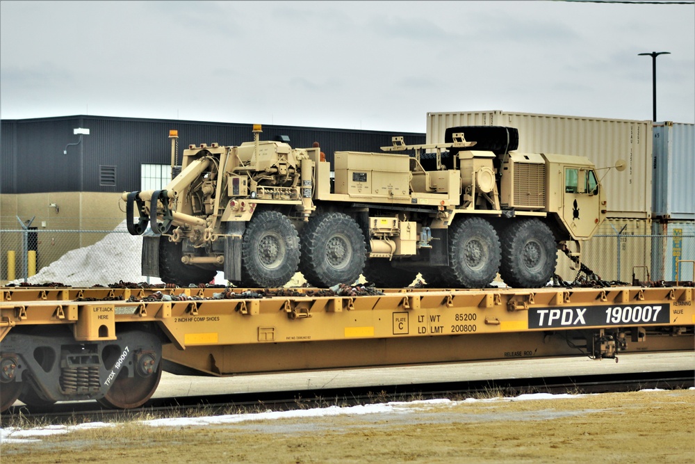 Engineer unit loads railcars for 2019 Operation Resolute Castle deployment at Fort McCoy