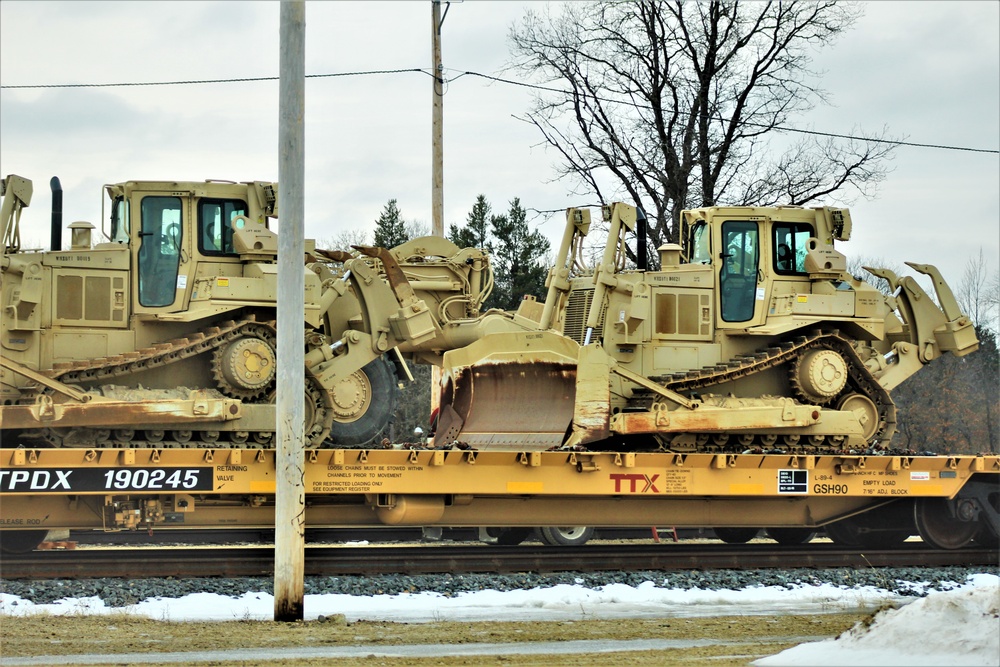 Engineer unit loads railcars for 2019 Operation Resolute Castle deployment at Fort McCoy