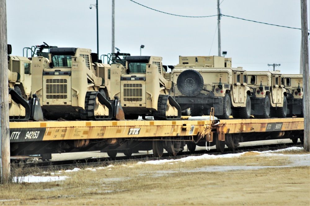 Engineer unit loads railcars for 2019 Operation Resolute Castle deployment at Fort McCoy