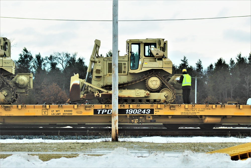 Engineer unit loads railcars for 2019 Operation Resolute Castle deployment at Fort McCoy