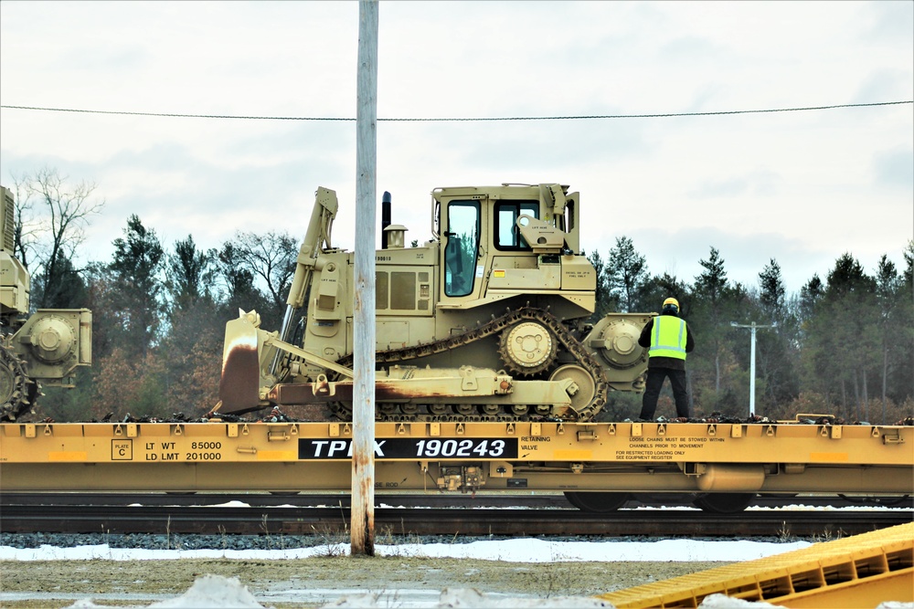 Engineer unit loads railcars for 2019 Operation Resolute Castle deployment at Fort McCoy