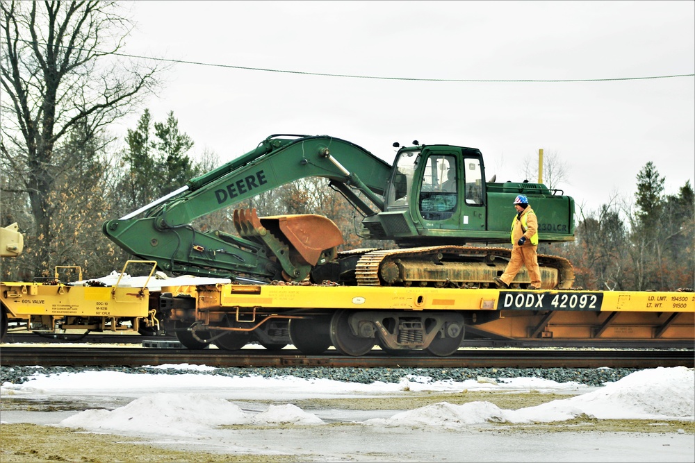 Engineer unit loads railcars for 2019 Operation Resolute Castle deployment at Fort McCoy