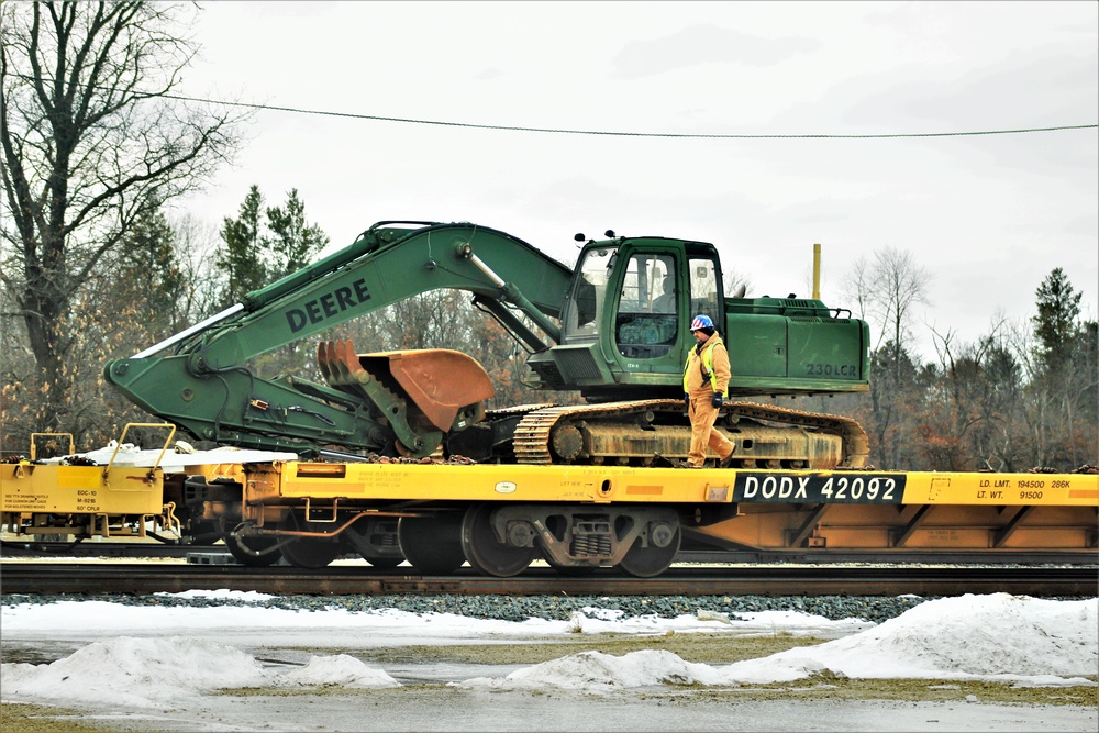 Engineer unit loads railcars for 2019 Operation Resolute Castle deployment at Fort McCoy