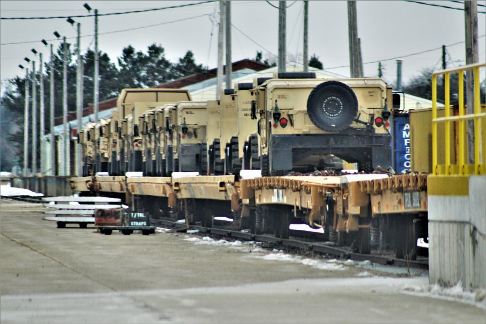 Engineer unit loads railcars for 2019 Operation Resolute Castle deployment at Fort McCoy