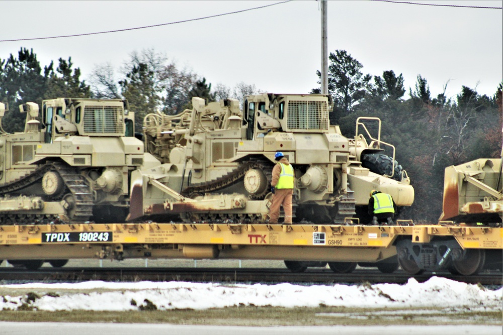 Engineer unit loads railcars for 2019 Operation Resolute Castle deployment at Fort McCoy