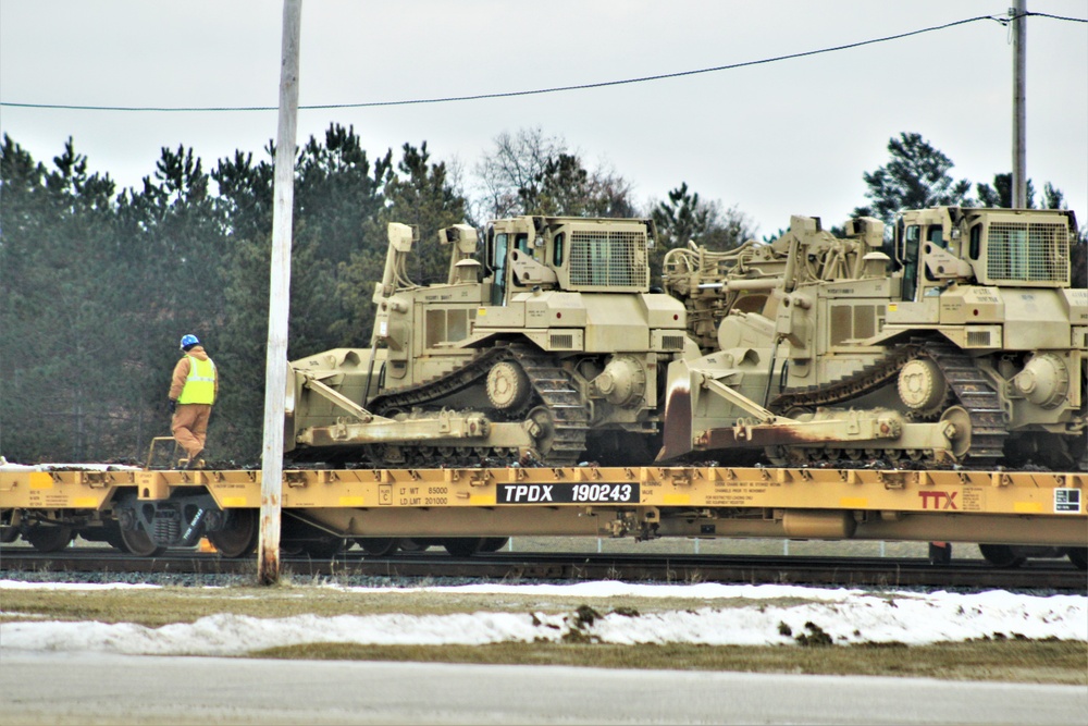 Engineer unit loads railcars for 2019 Operation Resolute Castle deployment at Fort McCoy