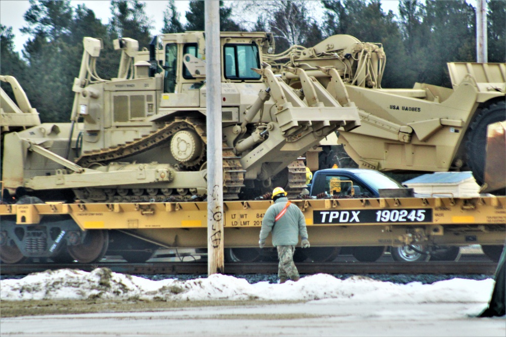 Engineer unit loads railcars for 2019 Operation Resolute Castle deployment at Fort McCoy