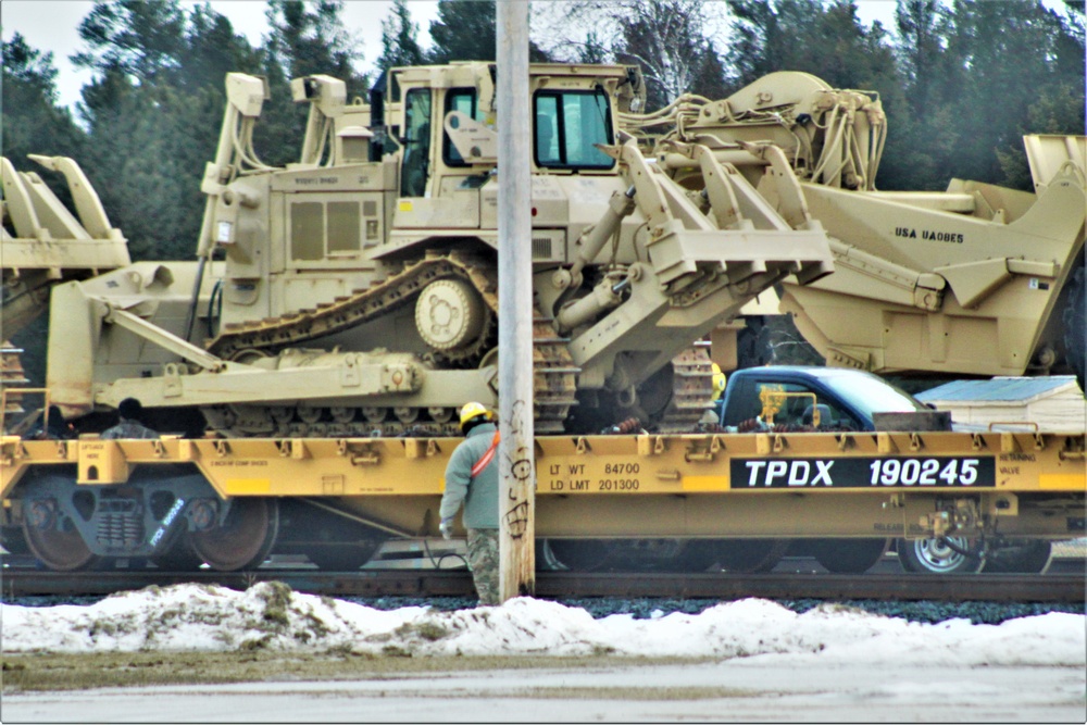 Engineer unit loads railcars for 2019 Operation Resolute Castle deployment at Fort McCoy