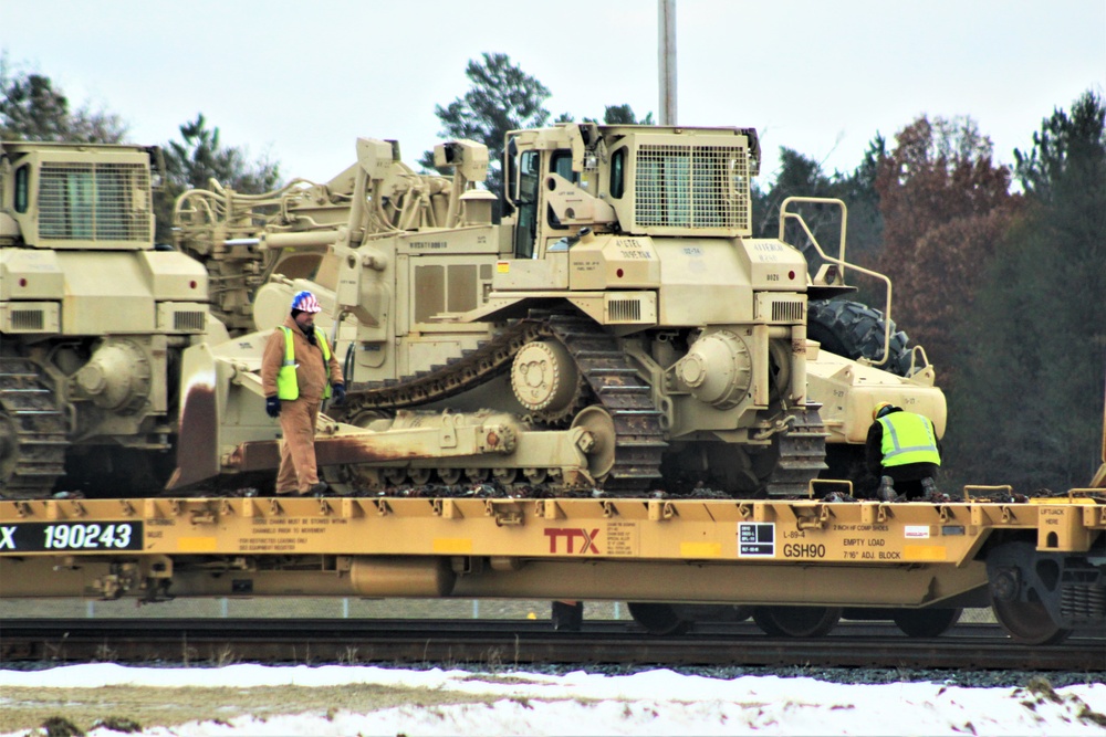 Engineer unit loads railcars for 2019 Operation Resolute Castle deployment at Fort McCoy