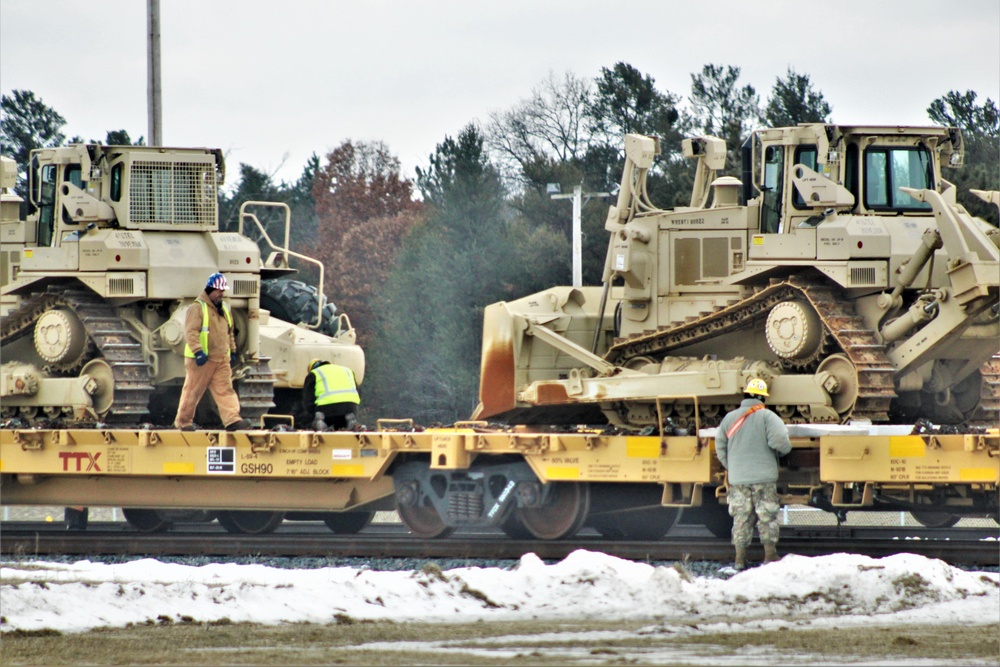 Engineer unit loads railcars for 2019 Operation Resolute Castle deployment at Fort McCoy