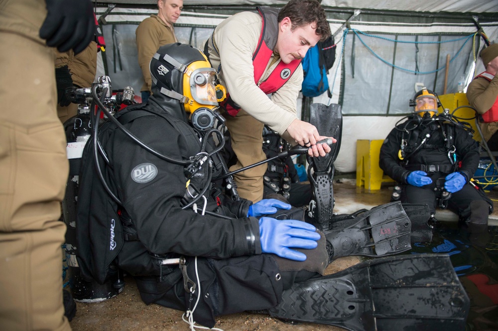 Divers Participate in Ice Diving Training