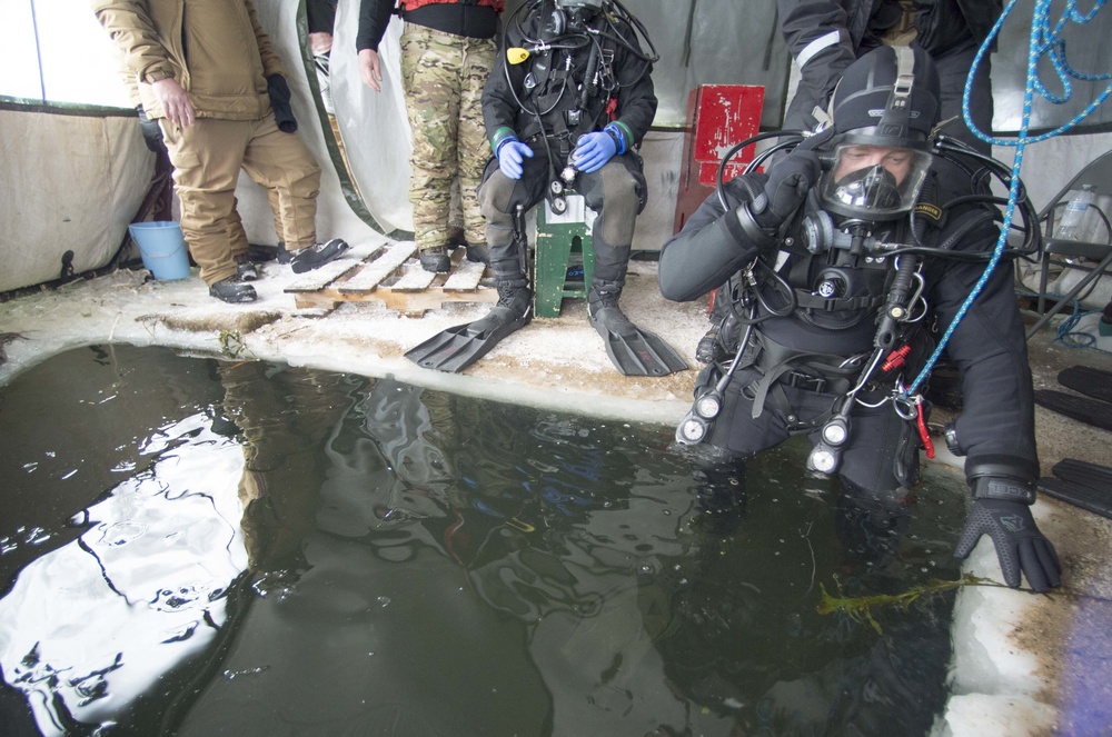 Divers Participate in Ice Diving Training