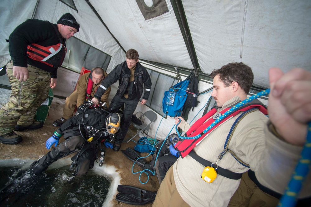 Divers Participate in Ice Diving Training