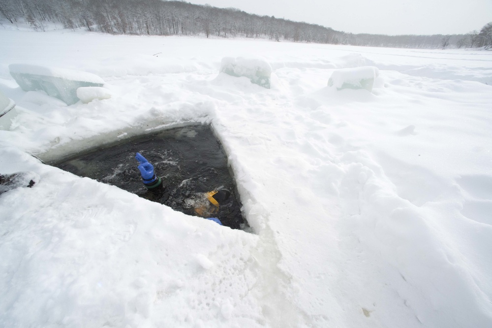 Divers Participate in Ice Diving Training