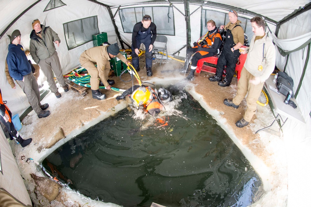 Divers Participate in Ice Diving Training