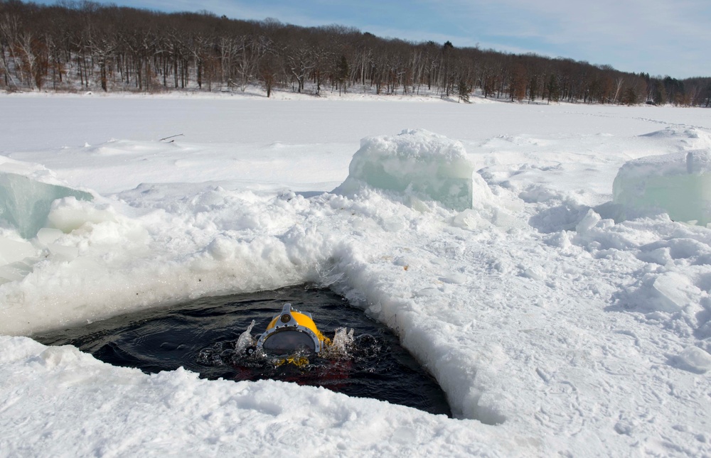 Divers Participate in Ice Diving Training