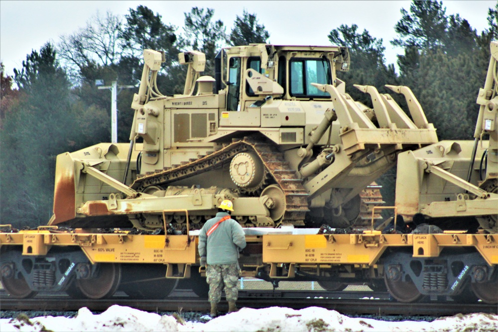 Engineer unit loads railcars for 2019 Operation Resolute Castle deployment at Fort McCoy