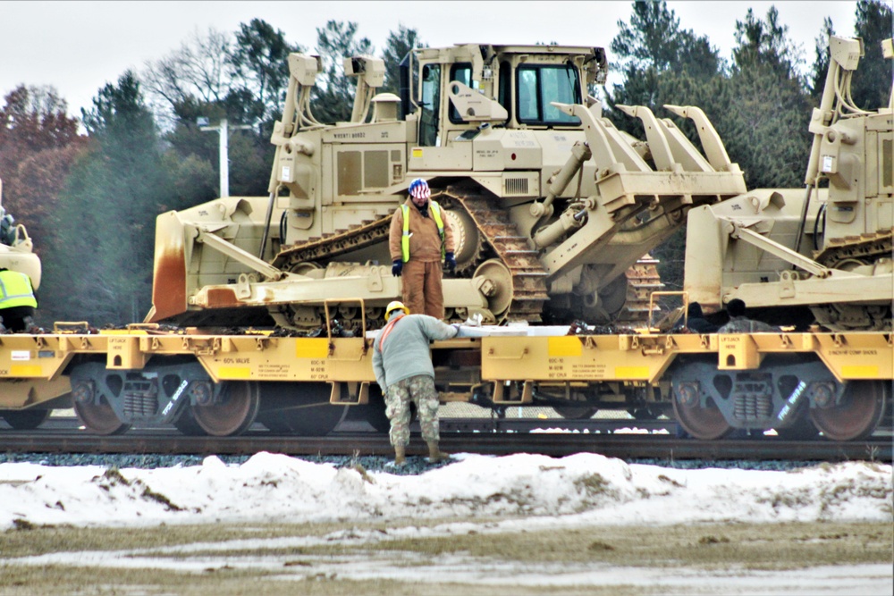 Engineer unit loads railcars for 2019 Operation Resolute Castle deployment at Fort McCoy