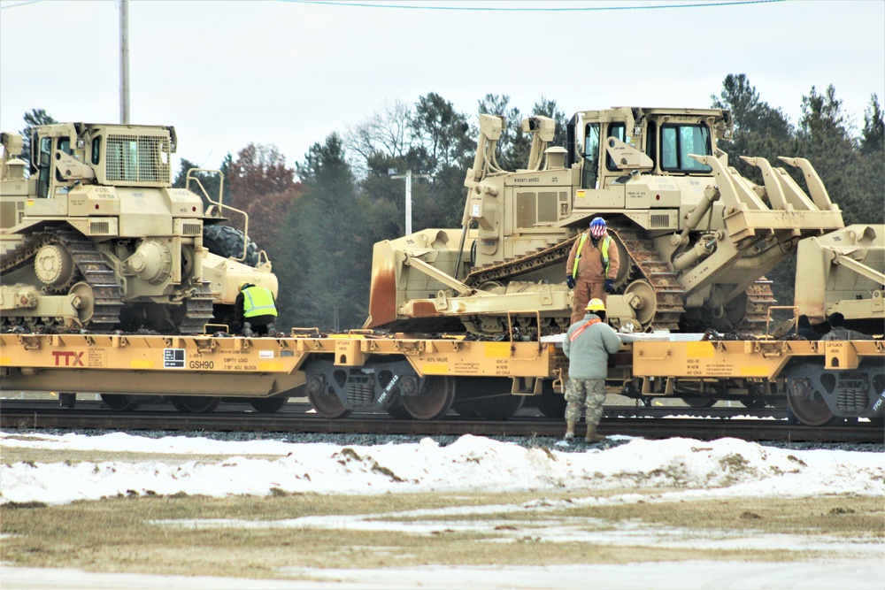 Engineer unit loads railcars for 2019 Operation Resolute Castle deployment at Fort McCoy