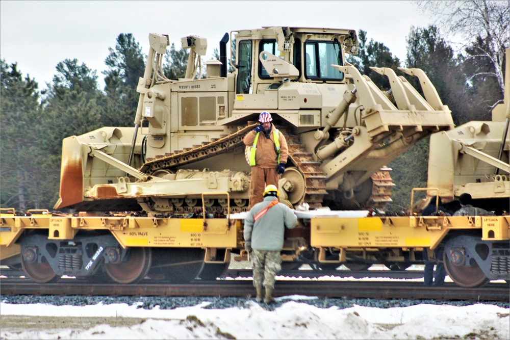 Engineer unit loads railcars for 2019 Operation Resolute Castle deployment at Fort McCoy