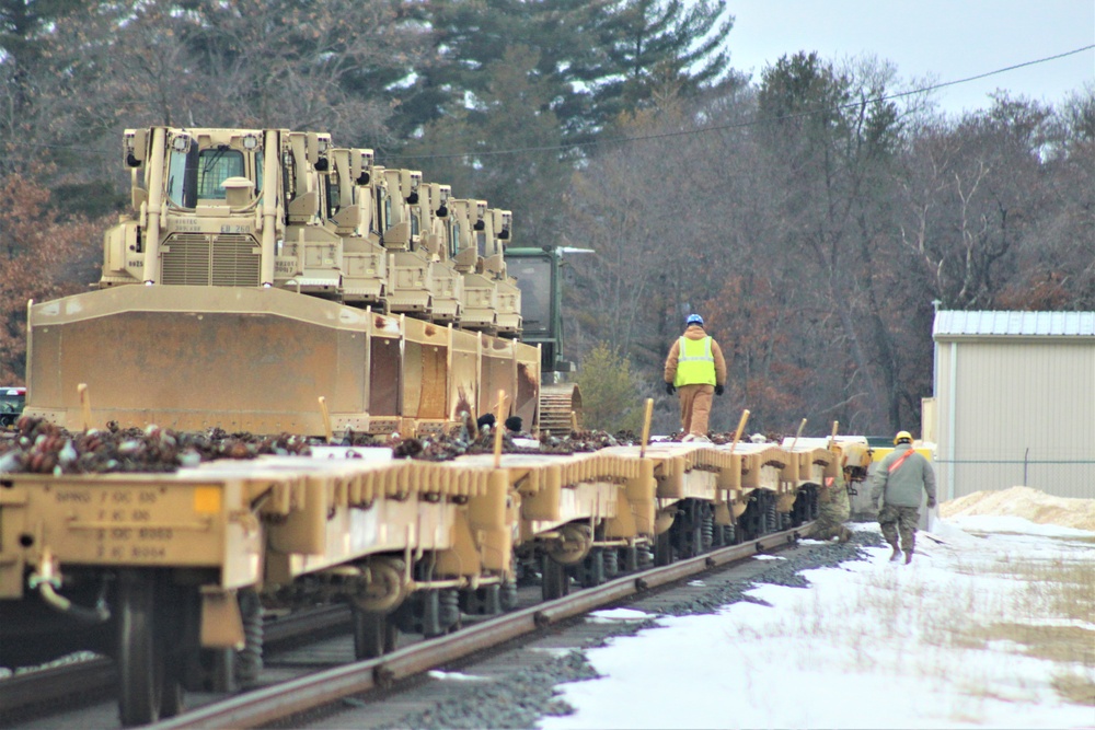 Engineer unit loads railcars for 2019 Operation Resolute Castle deployment at Fort McCoy