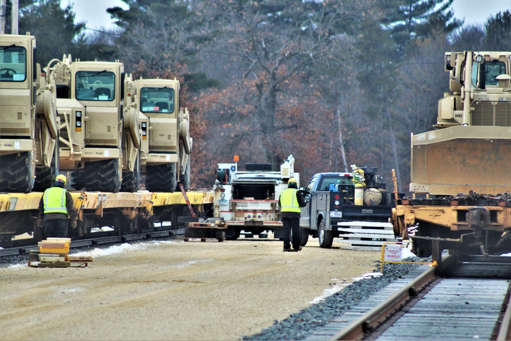 Engineer unit loads railcars for 2019 Operation Resolute Castle deployment at Fort McCoy