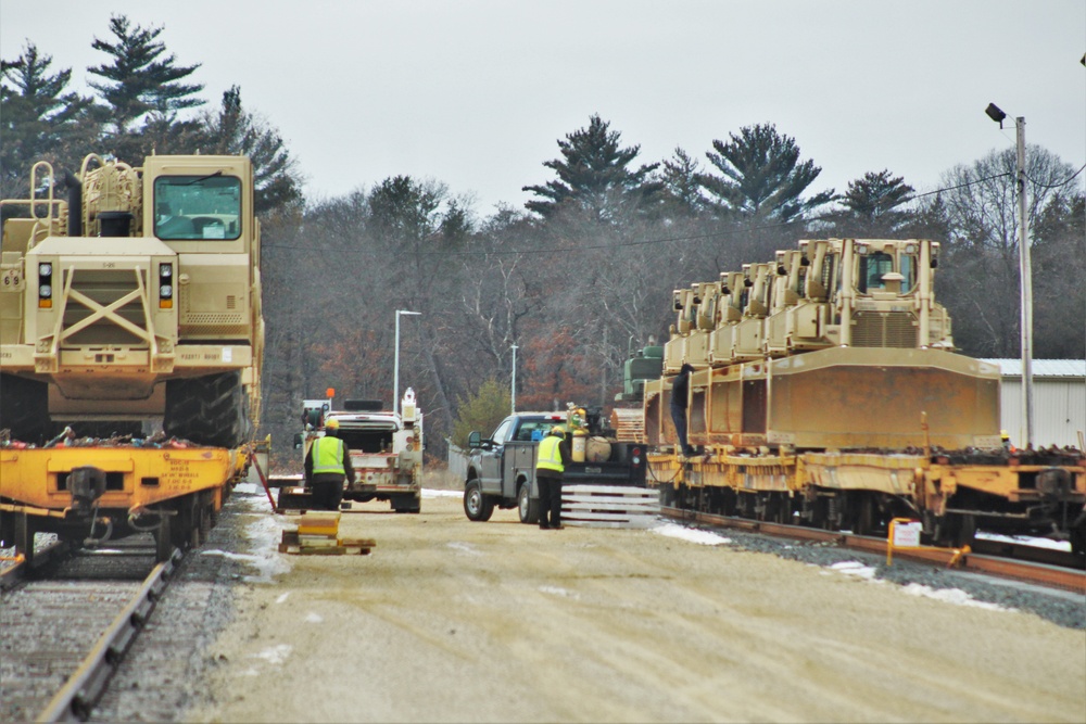 Engineer unit loads railcars for 2019 Operation Resolute Castle deployment at Fort McCoy