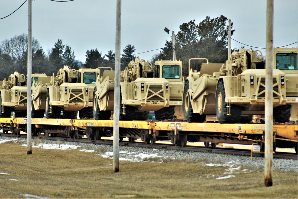 Engineer unit loads railcars for 2019 Operation Resolute Castle deployment at Fort McCoy